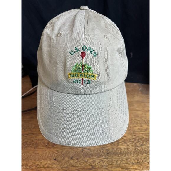 US Open Merion 2013 USGA Golf Hat Tan Adjustable Strap Cap Embroidered vgc - Picture 1 of 3